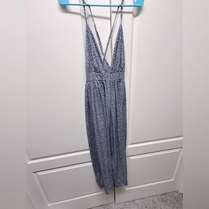 Beautiful floral blue maxi dress with 2 slits on the sides.